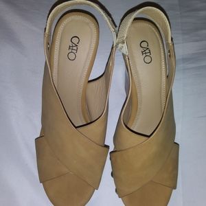 CATO Tan wedges size 8
